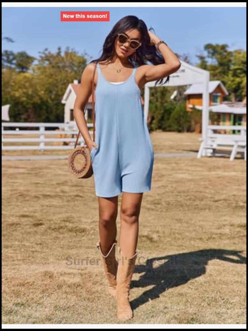 Casual Loose Sleeveless Overalls Shorts Knit Jumpsuit with Pockets Summer Beach - Picture 2 of 7